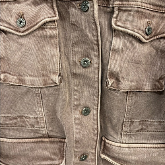 Free People Harley Military Distressed Utility Jacket Red Brown Size XS - Picture 14 of 16